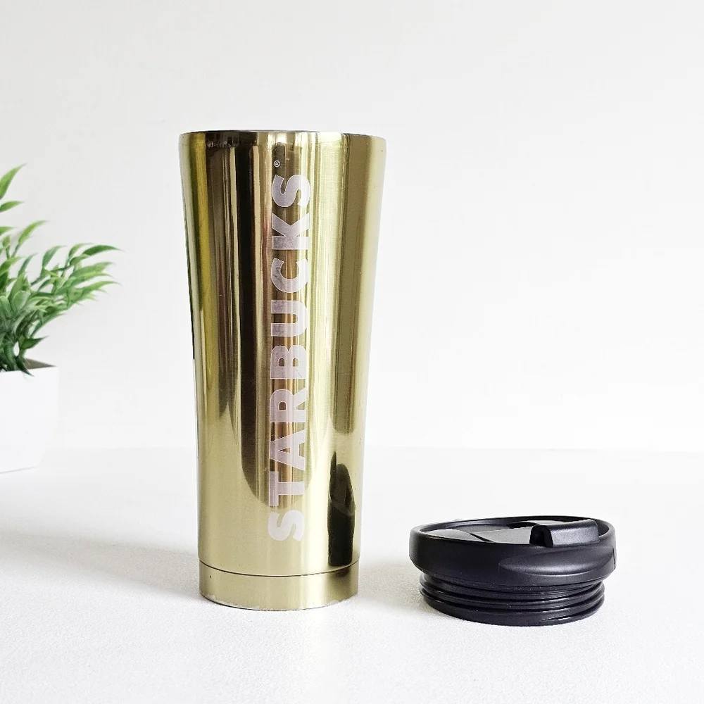 Starbucks 2016 Stainless Steel Vacuum Insulated Tumbler Mirror Gold 16Oz Cup Mug